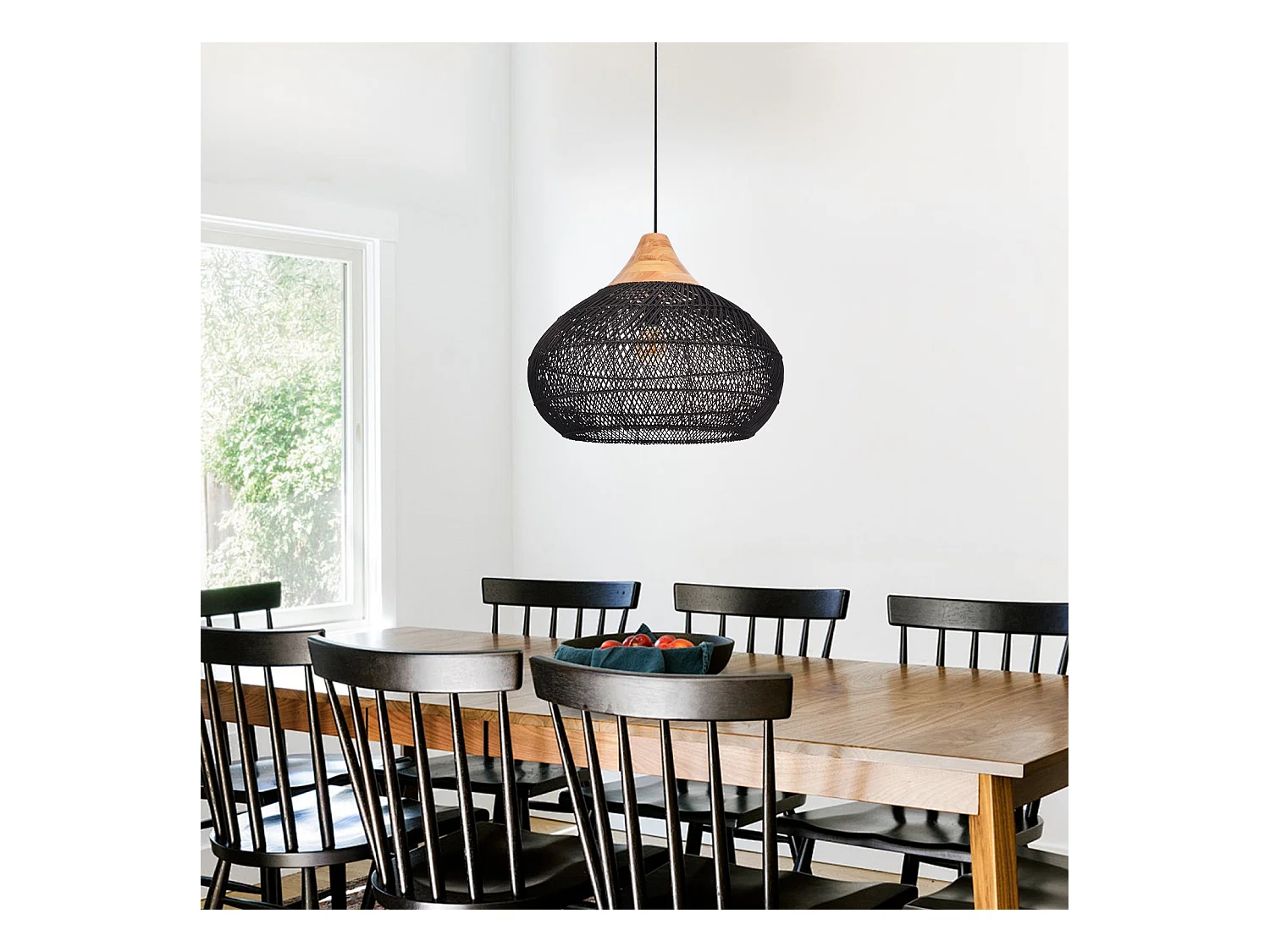 Suspension en rotin géométrique d60 cm x h45 cm