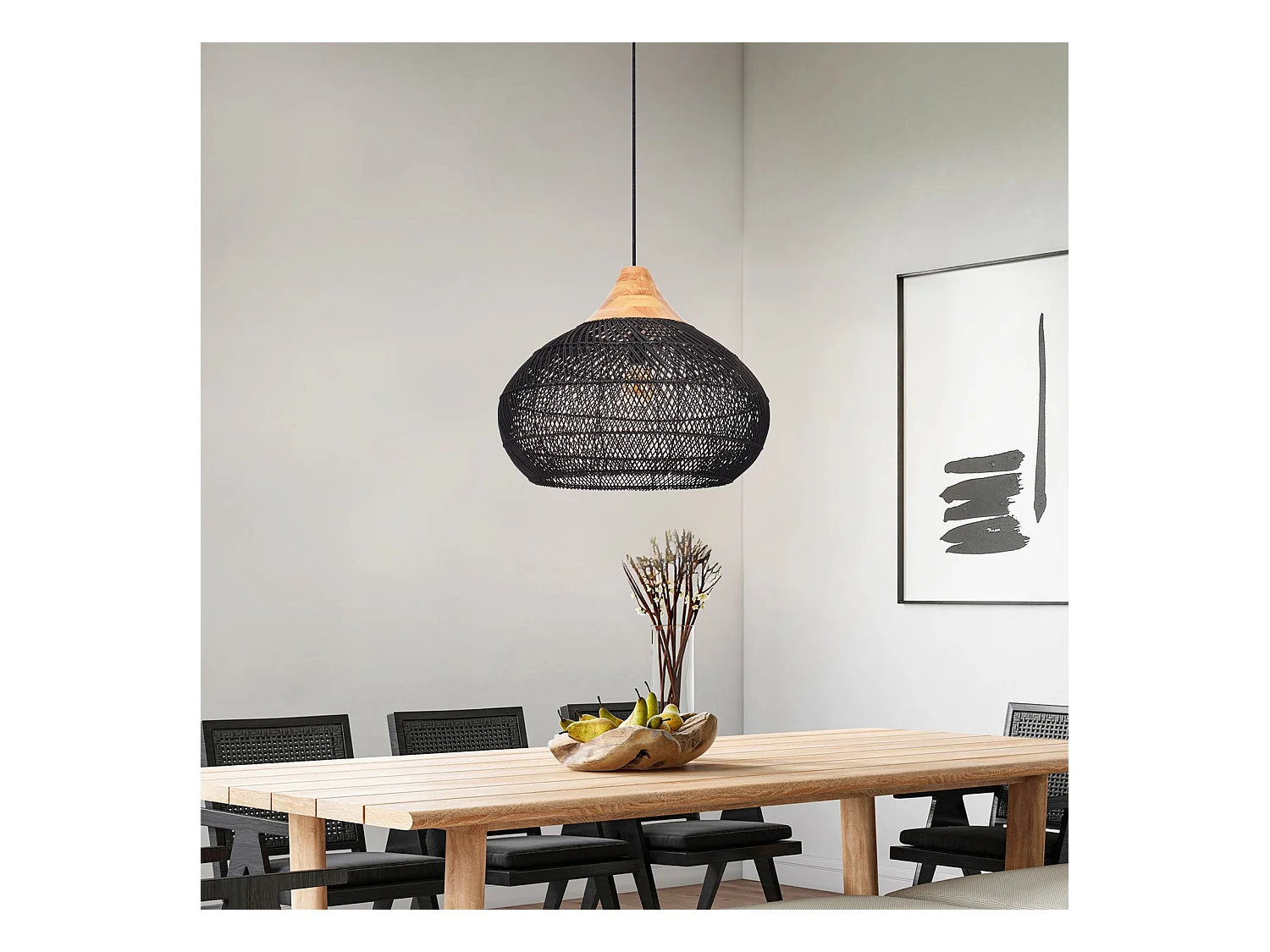 Suspension en rotin géométrique d60 cm x h45 cm