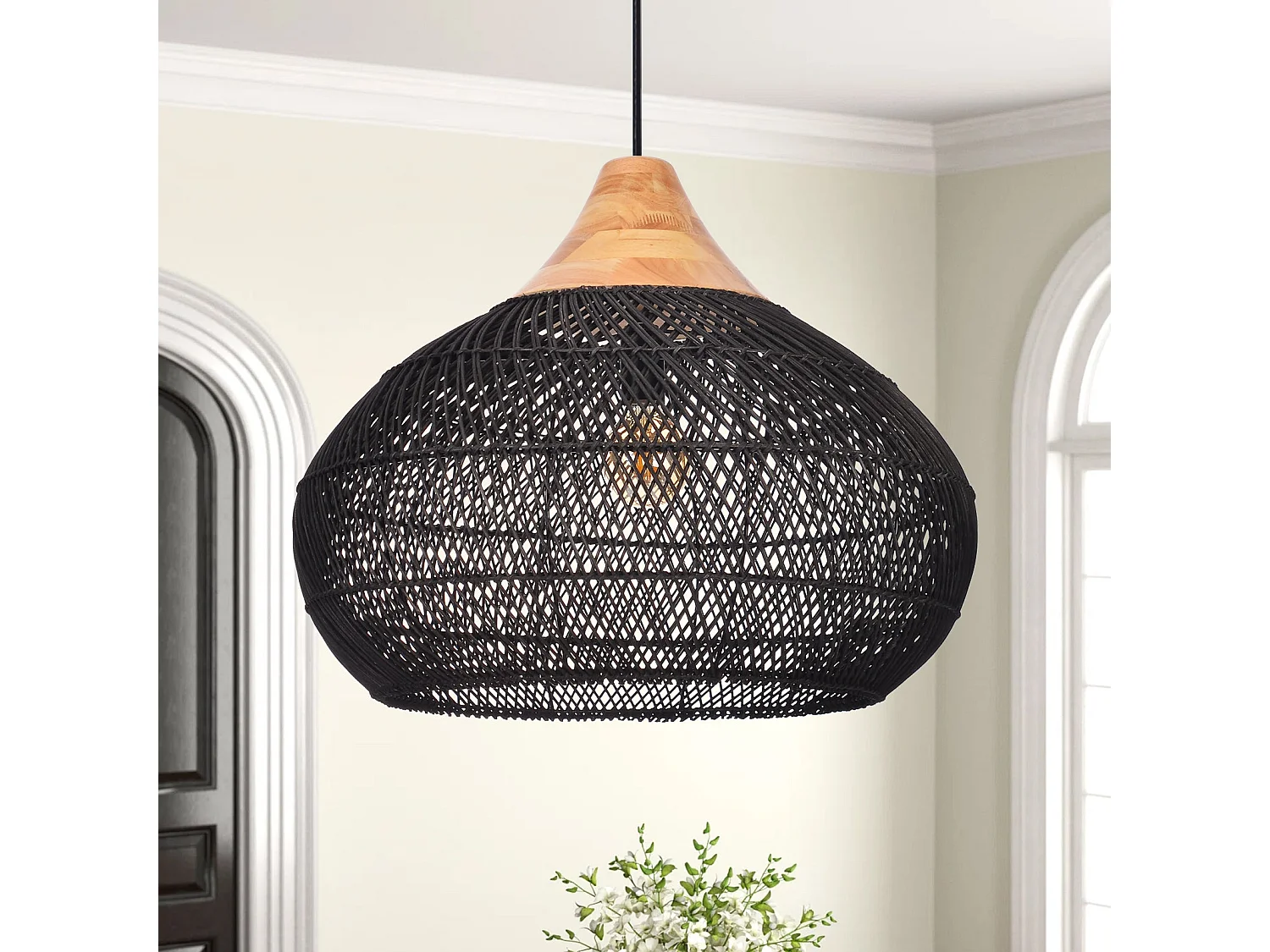 Suspension en rotin géométrique d60 cm x h45 cm