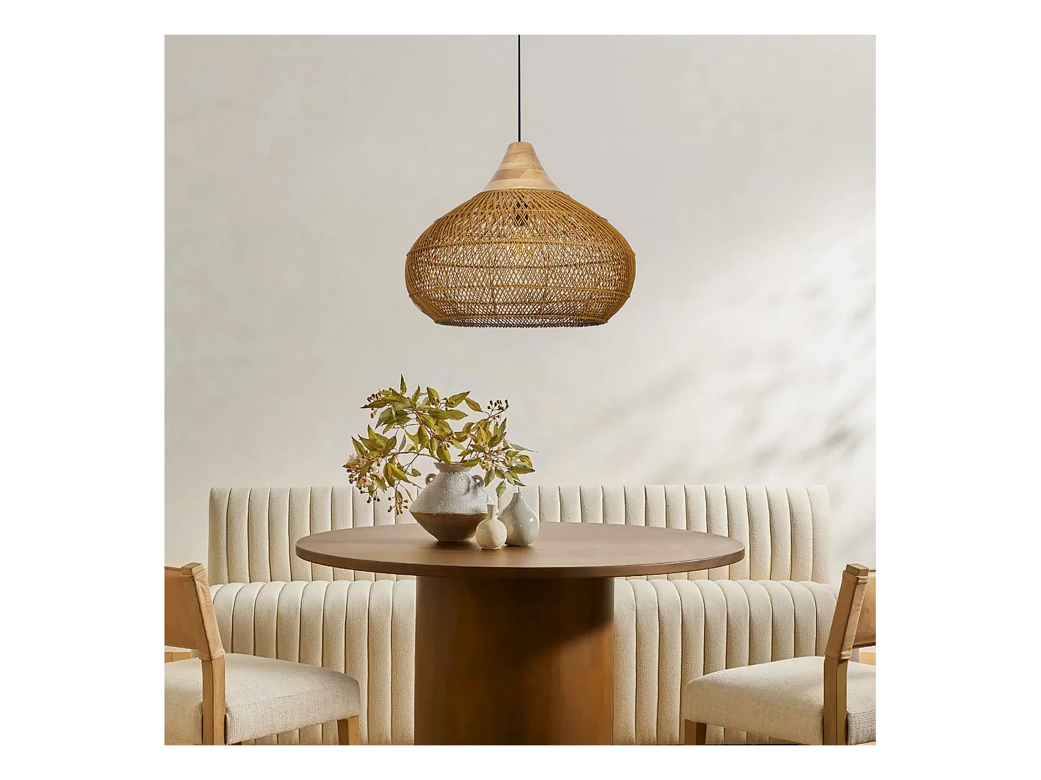 Suspension en rotin géométrique d50 cm x h40 cm