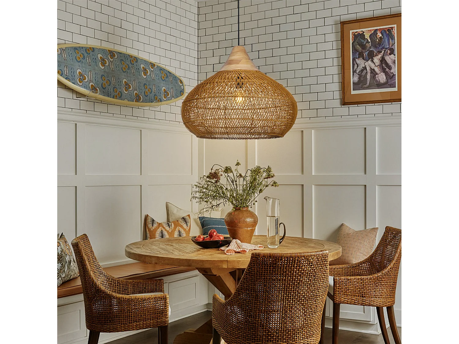 Suspension en rotin géométrique d50 cm x h40 cm