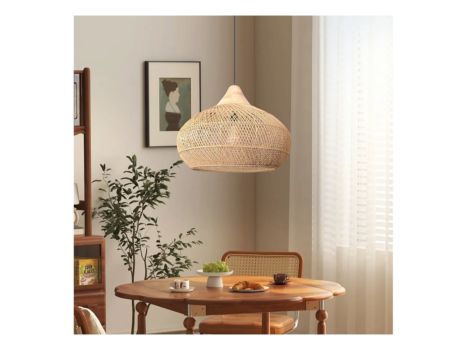 Suspension en rotin géométrique d40 cm x h32 cm