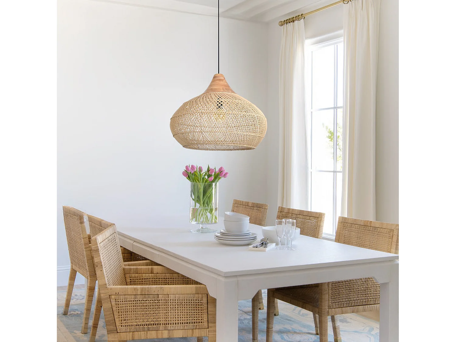 Suspension en rotin géométrique d40 cm x h32 cm