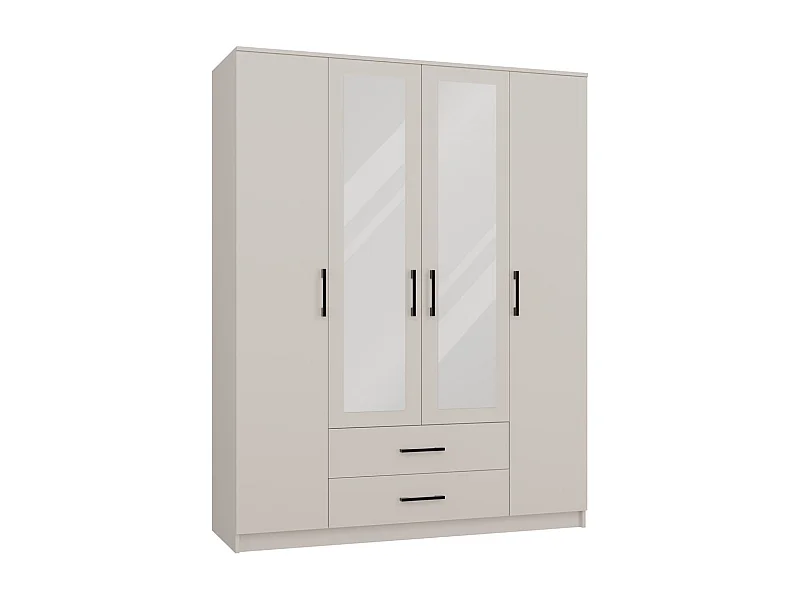 Szafa ROMANA 160 |  Kaszmir | 160x52x205 cm | Lustro 2 Szuflady 4 Drzwi