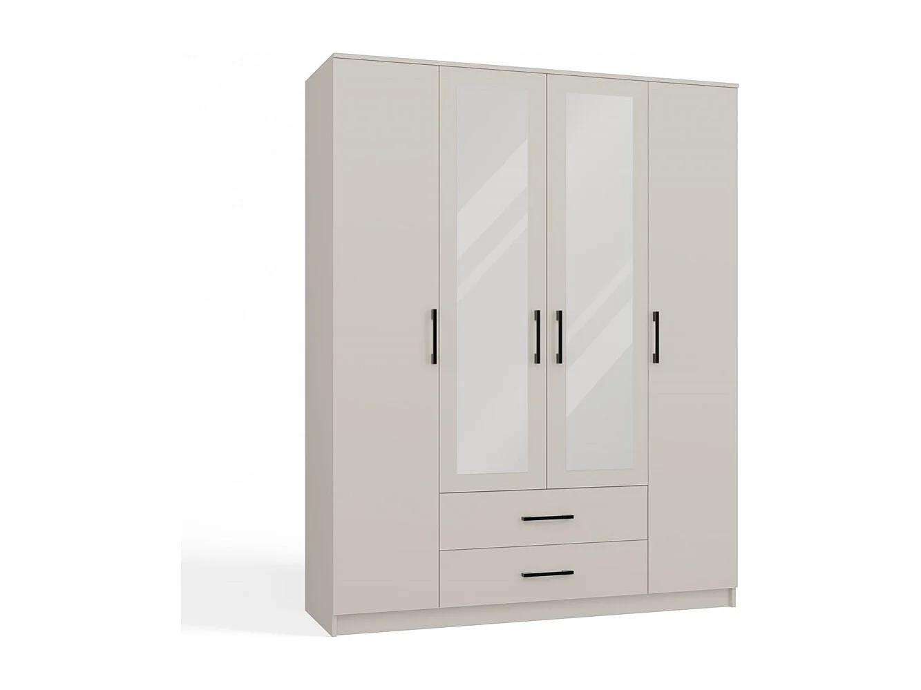 ROMA - Armario de 160 cm con espejo y 2 cajones – Beige cachemira