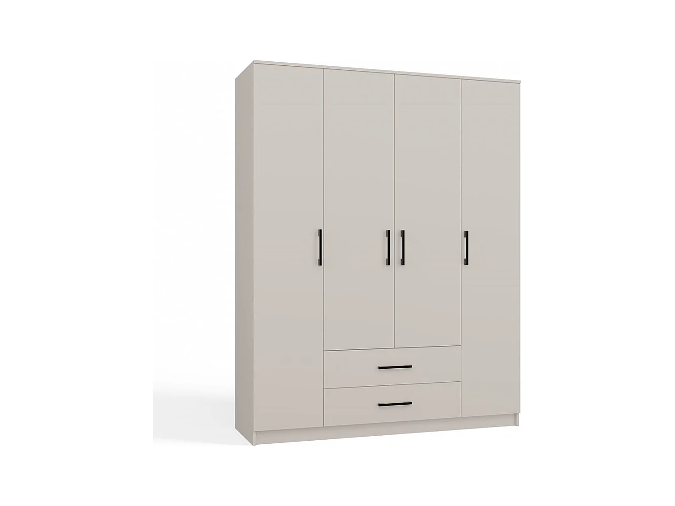 ROMA - Armadio grande camera da letto a 4 ante - 160x52x205 cm - 2 cassetti - Armadio con vano appendiabiti