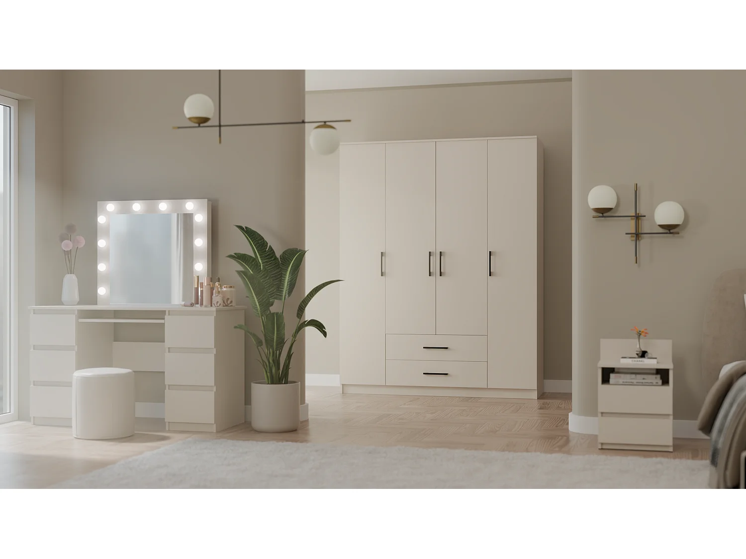 Szafa Romana 160 | Kaszmir | 160x52x205 cm | 2 Drzwi 2 Szuflady