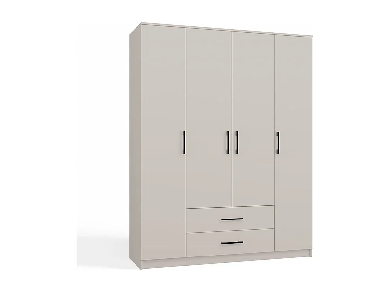 ROMA - Grande armoire de chambre 4 portes - 160x52x205 cm - 2 tiroirs - Armoire avec penderie