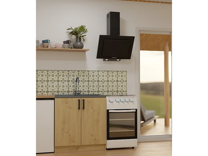 KATIA - meuble bas de cuisine chêne artisan - 80×82×45,5 cm