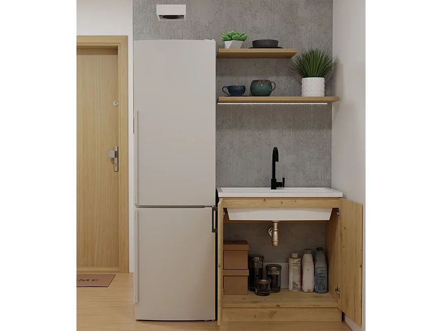 KATIA - meuble bas de cuisine chêne artisan - 80×82×45,5 cm