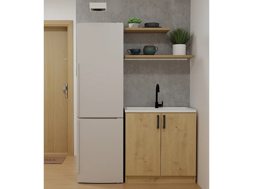 KATIA - meuble bas de cuisine chêne artisan - 80×82×45,5 cm