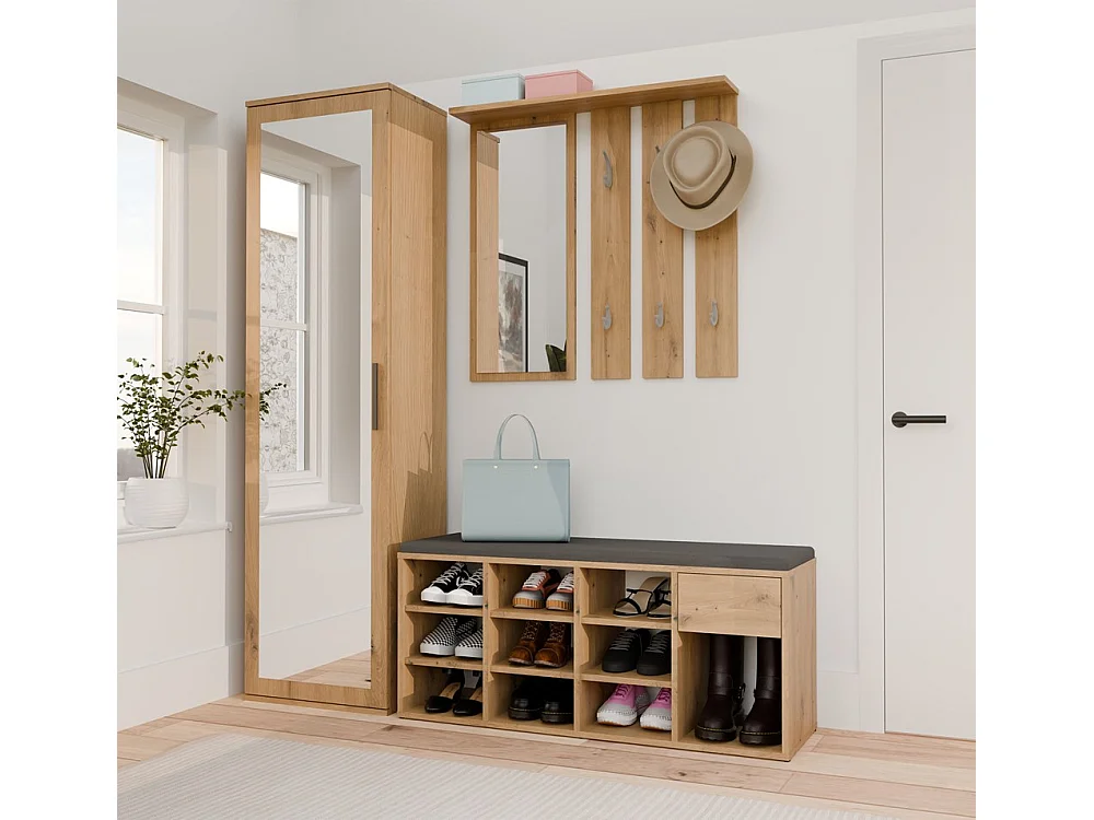 TALLIN – Schuhschrank – 35x110x49 cm – Eiche Artisan – Für den Flur