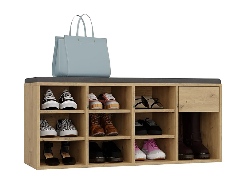 TALLIN - mobile porta scarpe aperto rovere artigianale per ingresso - 110×49×35 cm