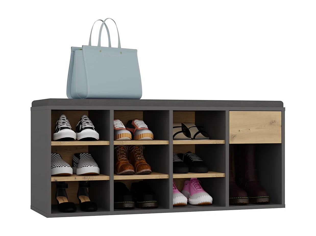 TALLIN – Schuhschrank – 35x110x49 cm – Anthrazit / Eiche Artisan – Für den Flur