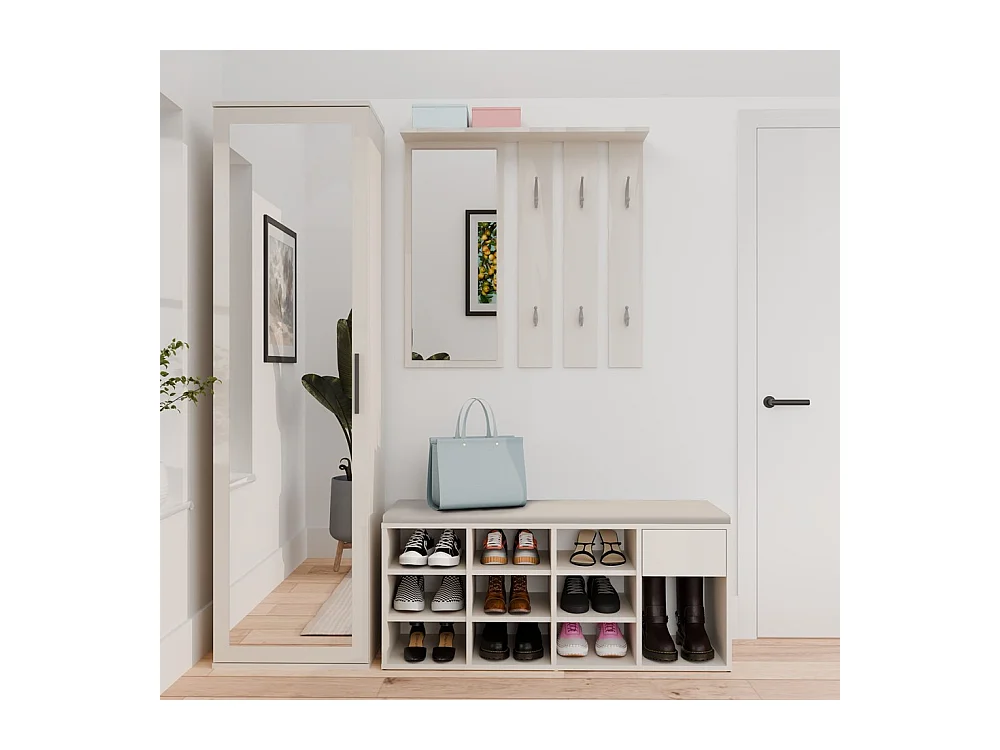 TALLIN - mobile porta scarpe aperto beige per ingresso - 110×49×35 cm