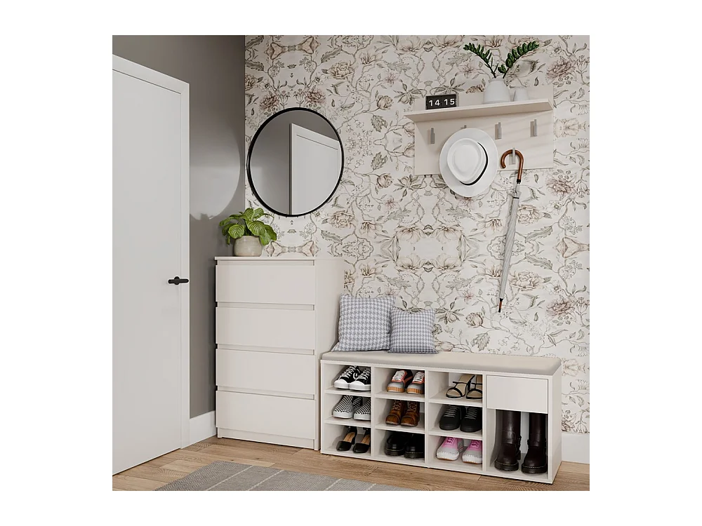 TALLIN - mobile porta scarpe aperto beige per ingresso - 110×49×35 cm