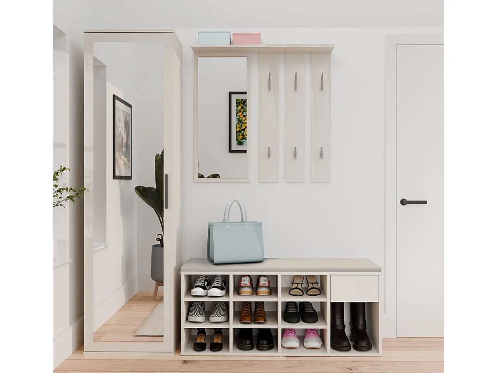 TALLIN Szafka na buty z siedziskiem i szufladą | 110x35x49 cm | Kaszmir  |Przedpokój, Siedzisko