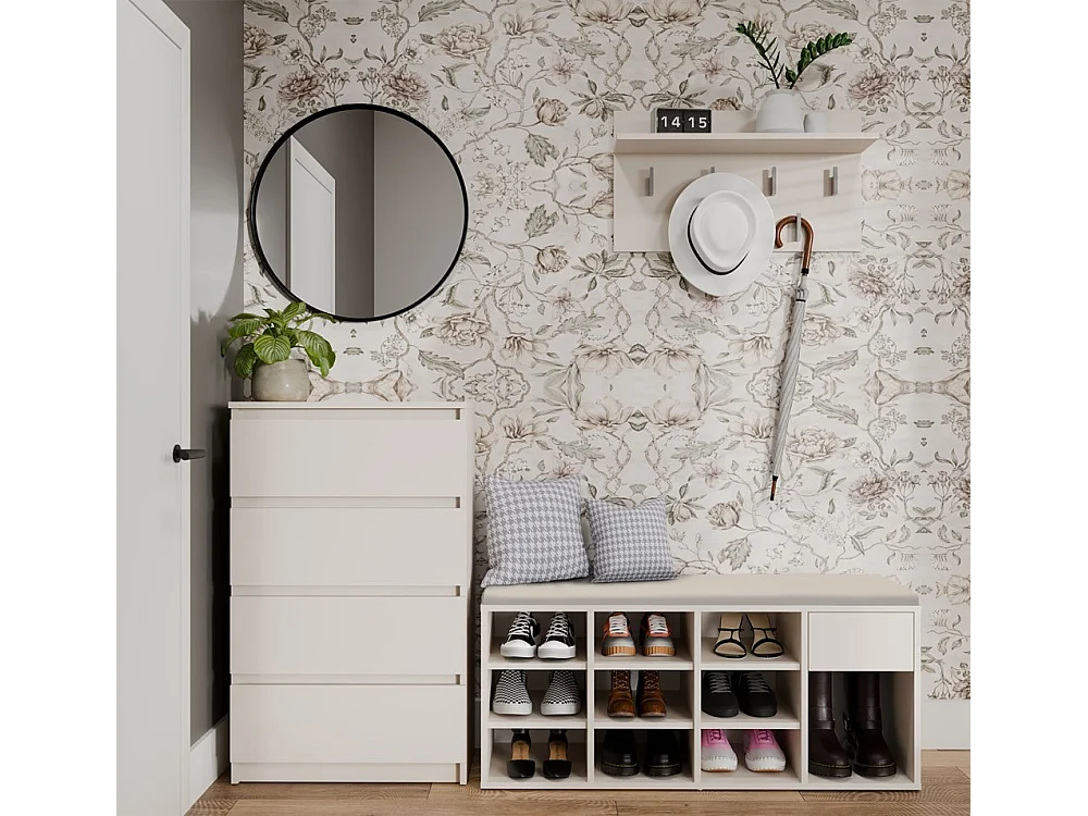 TALLIN Szafka na buty z siedziskiem i szufladą | 110x35x49 cm | Kaszmir  |Przedpokój, Siedzisko