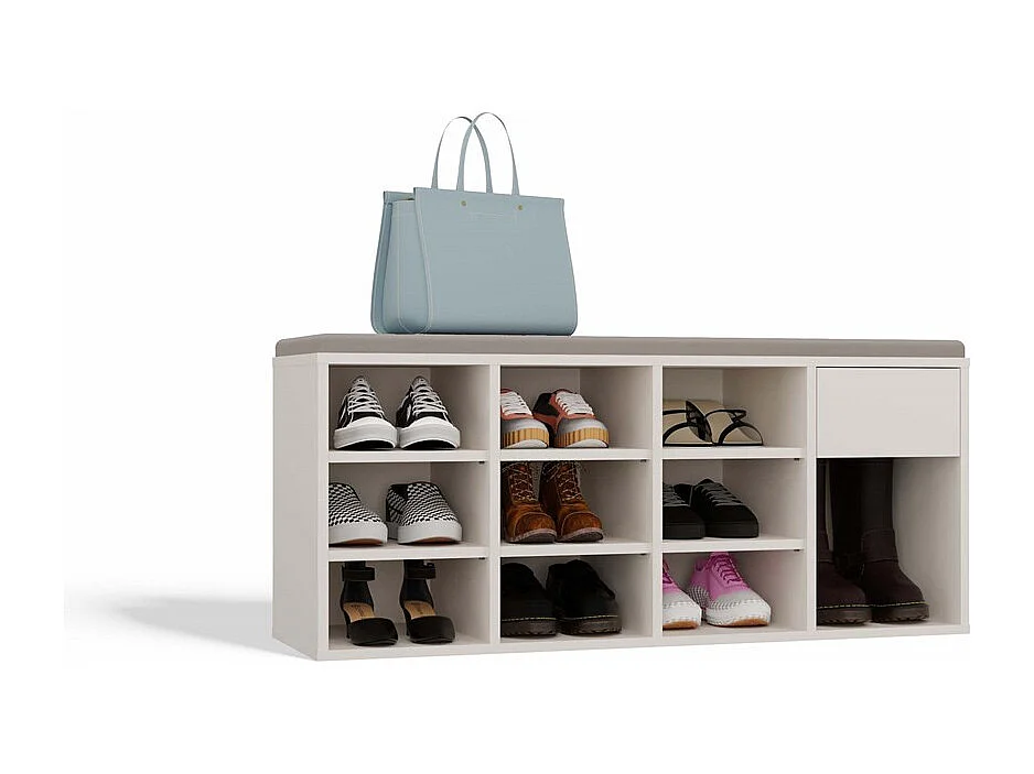 TALLIN Szafka na buty z siedziskiem i szufladą | 110x35x49 cm | Kaszmir  |Przedpokój, Siedzisko