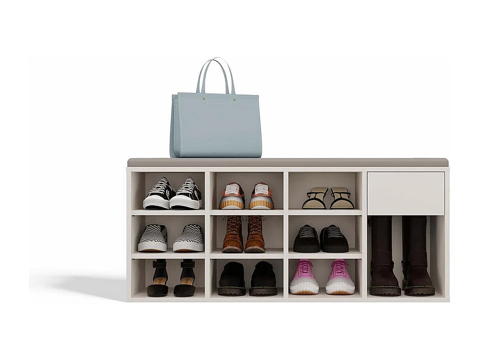 TALLIN Szafka na buty z siedziskiem i szufladą | 110x35x49 cm | Kaszmir  |Przedpokój, Siedzisko