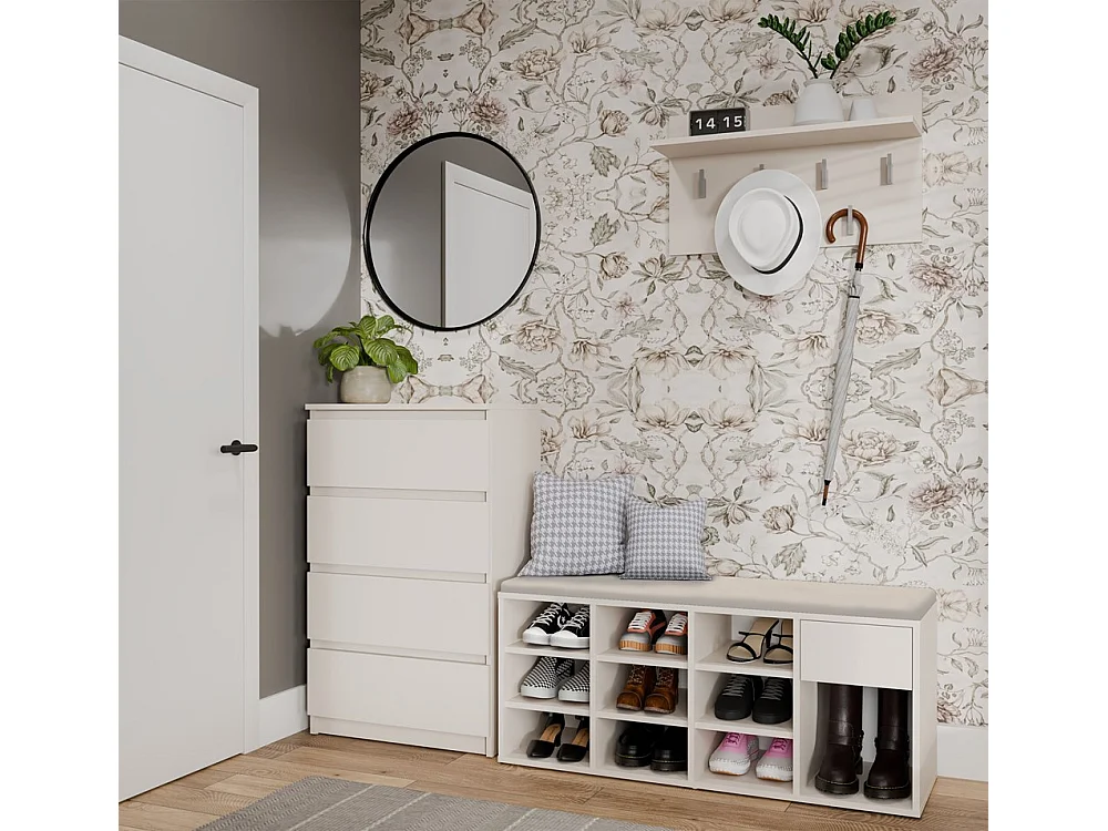 TALLIN - meuble à chaussures ouvert beige pour entrée - 110×49×35 cm