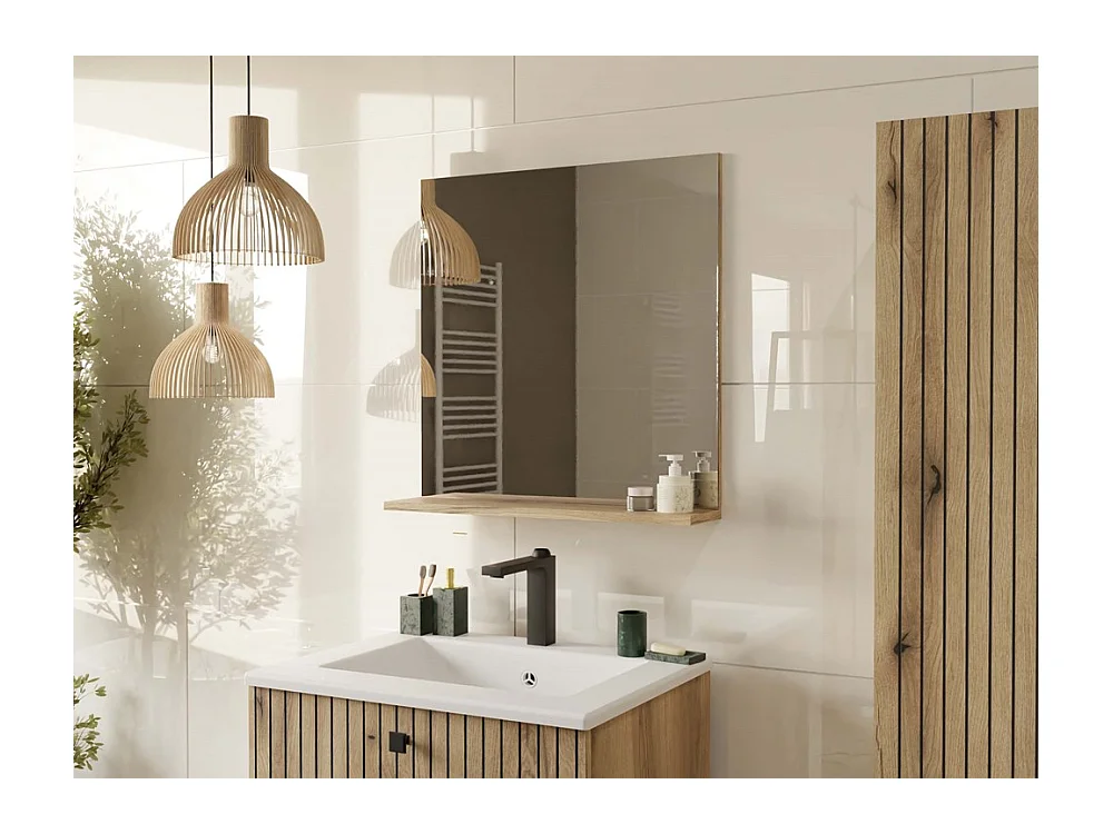 TIGO - Miroir de salle de bain avec étagère 60x61,5 cm