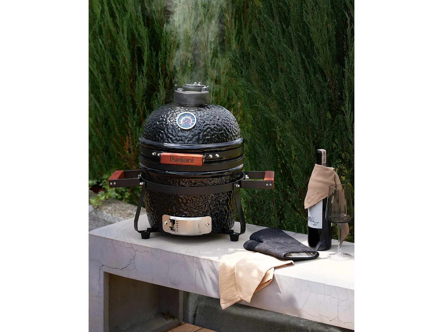 Mini Charcoal BBQ Grill KAMADO Ceramic Black