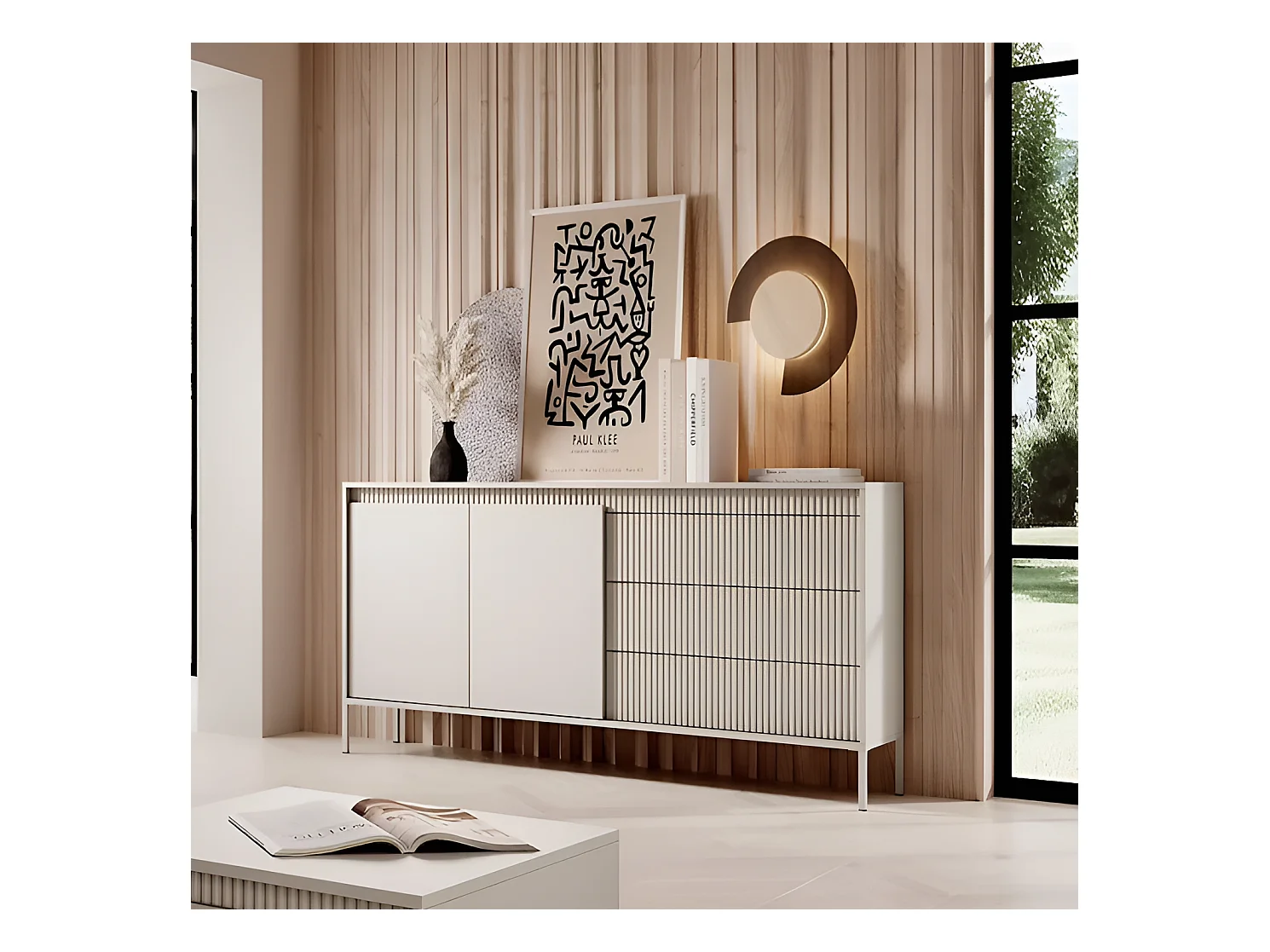 Buffet Senso/portes battantes/tiroirs/MDF/Beige