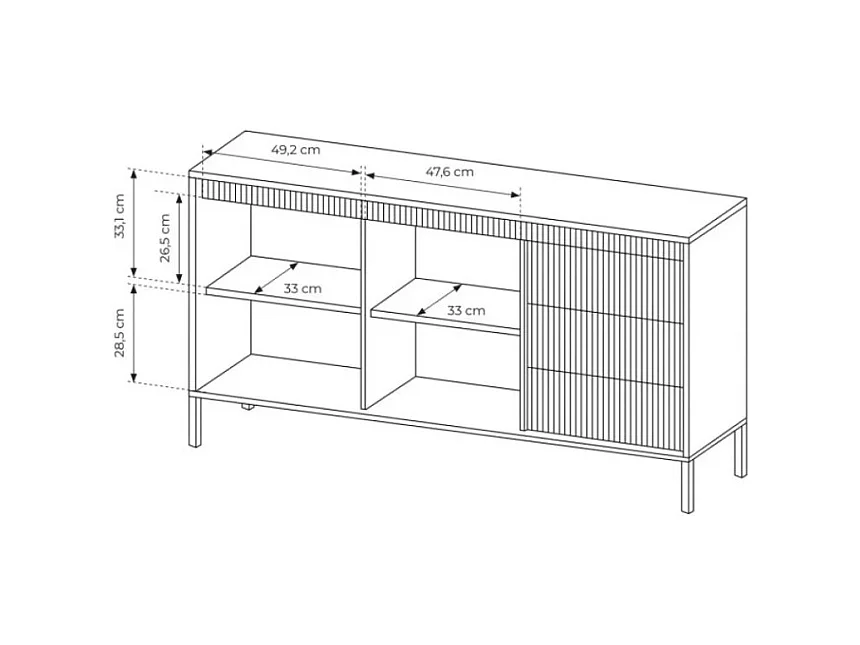 Buffet Senso/portes battantes/tiroirs/MDF/Beige