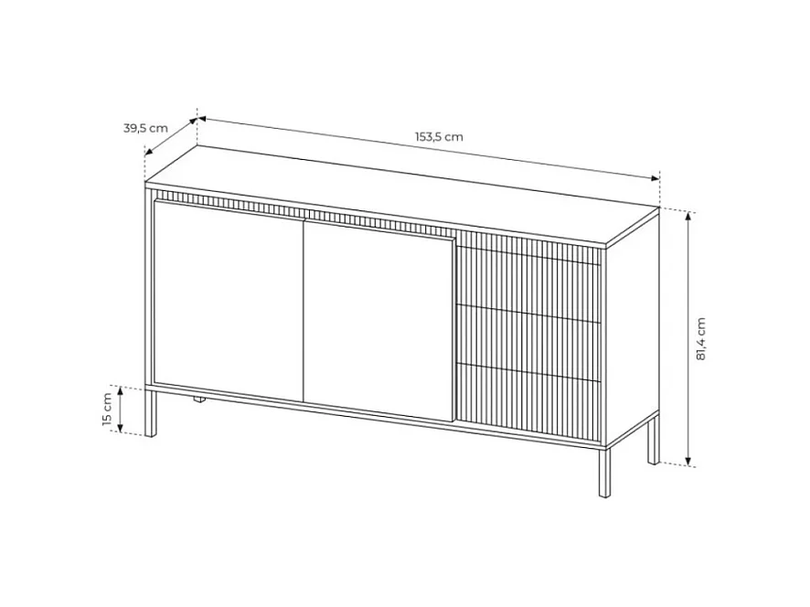 Buffet Senso/portes battantes/tiroirs/MDF/Beige