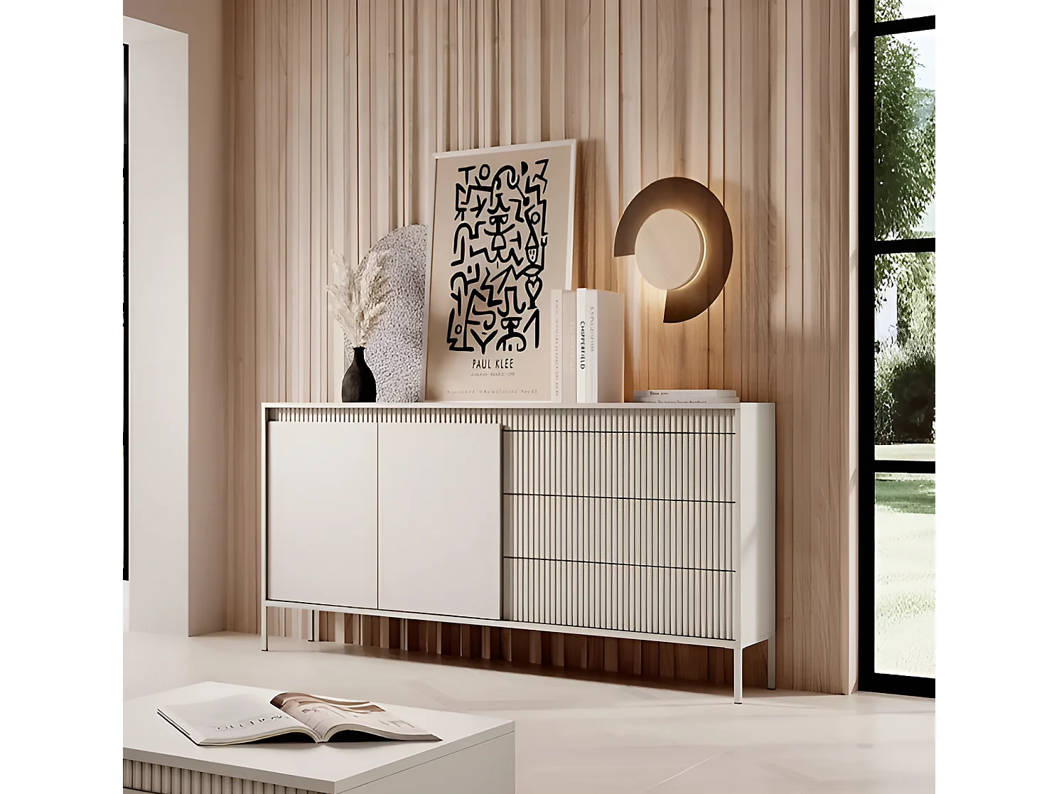 Sideboard Senso/Drehtüren/Schubladen/MDF/Beige