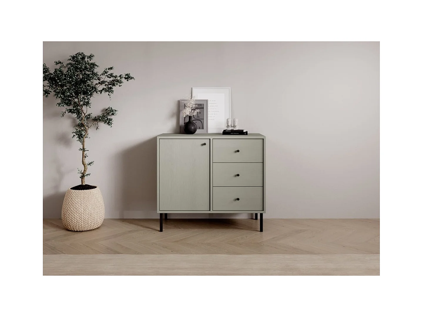 Credenza Tuli Duo/ante girevoli/cassetti/piano del mobile/Verde