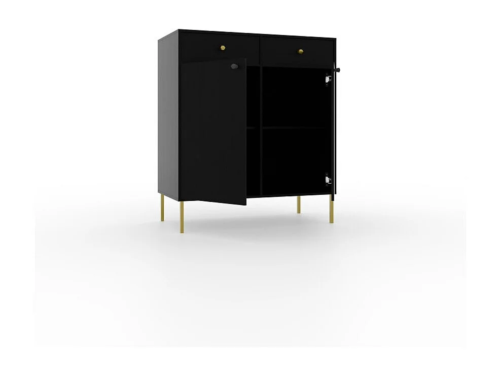 Sideboard Tuli Lux/Drehtüren/Schubladen/Möbelplatte/Schwarz
