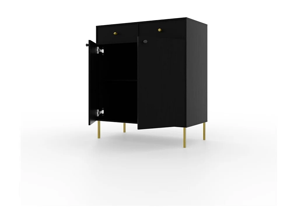Sideboard Tuli Lux/Drehtüren/Schubladen/Möbelplatte/Schwarz