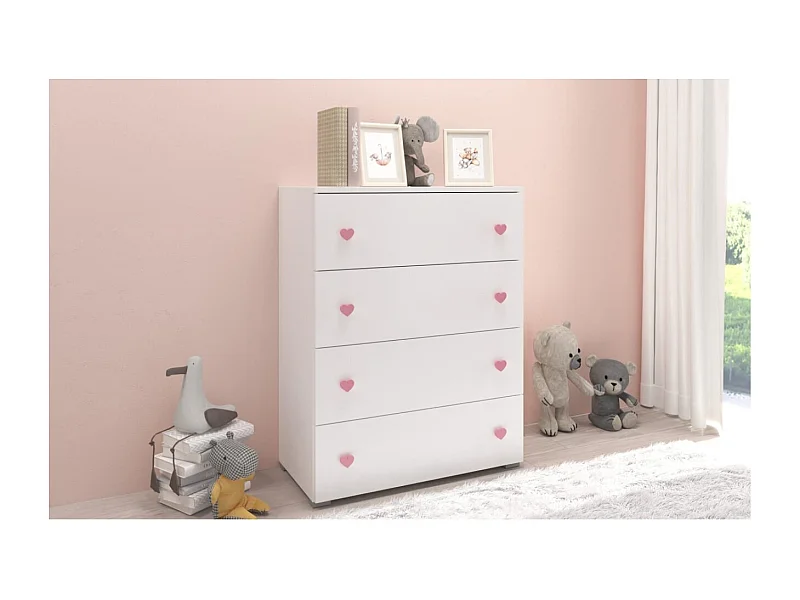 Sideboard Liva/Schubladen/Möbelplatte/Weiss&Pink