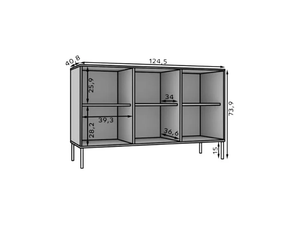 Sideboard Tuli Store/Drehtüren/Möbelplatte/Schwarz