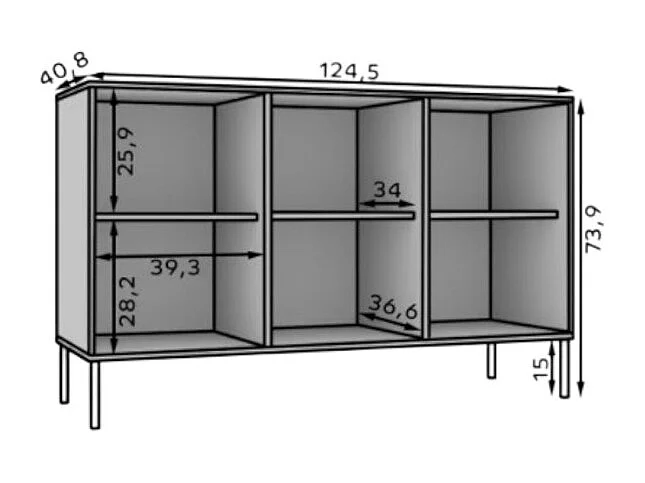 Sideboard Tuli Store/Drehtüren/Möbelplatte/Schwarz
