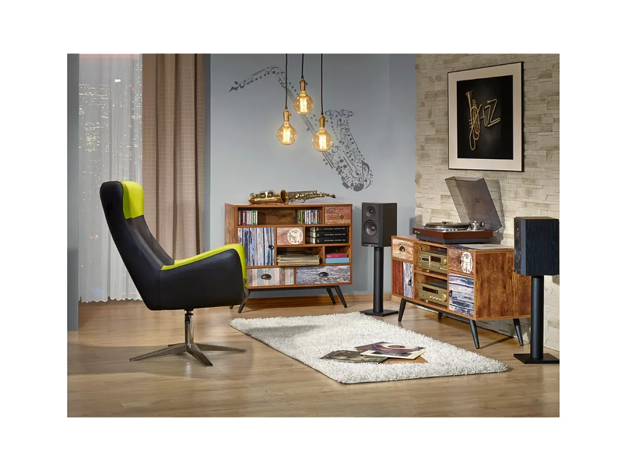 Sideboard Mezzo/Drehtüren/Schubladen/Möbelplatte/Braun