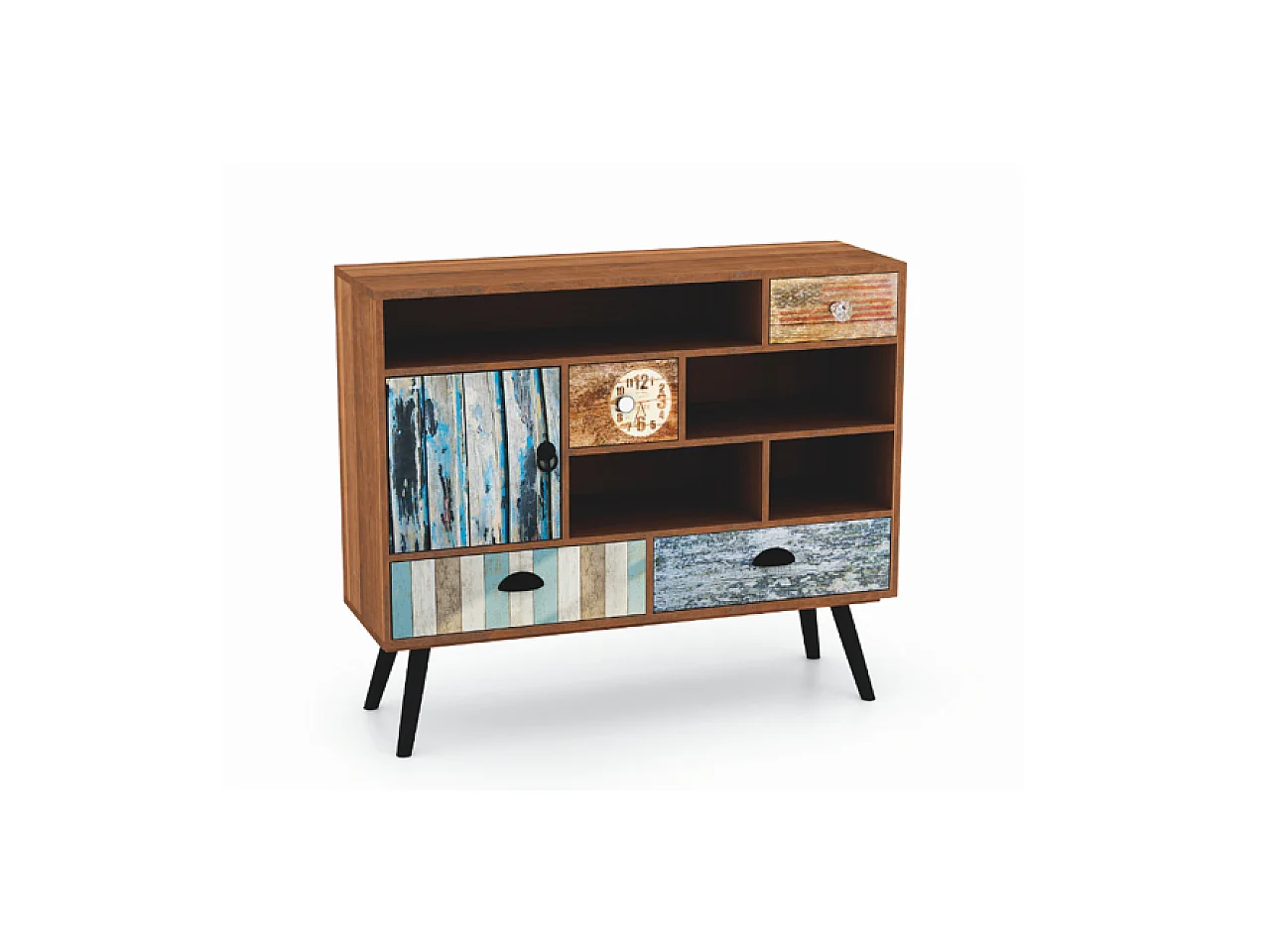 Buffet Mezzo/Portes battantes/Tiroirs/Plateau de meuble/Marron