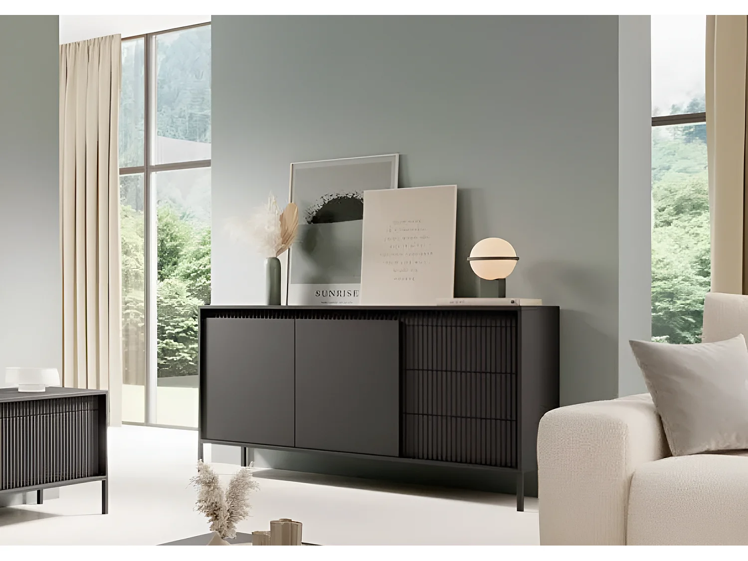 Buffet Senso/portes battantes/tiroirs/MDF/Noir