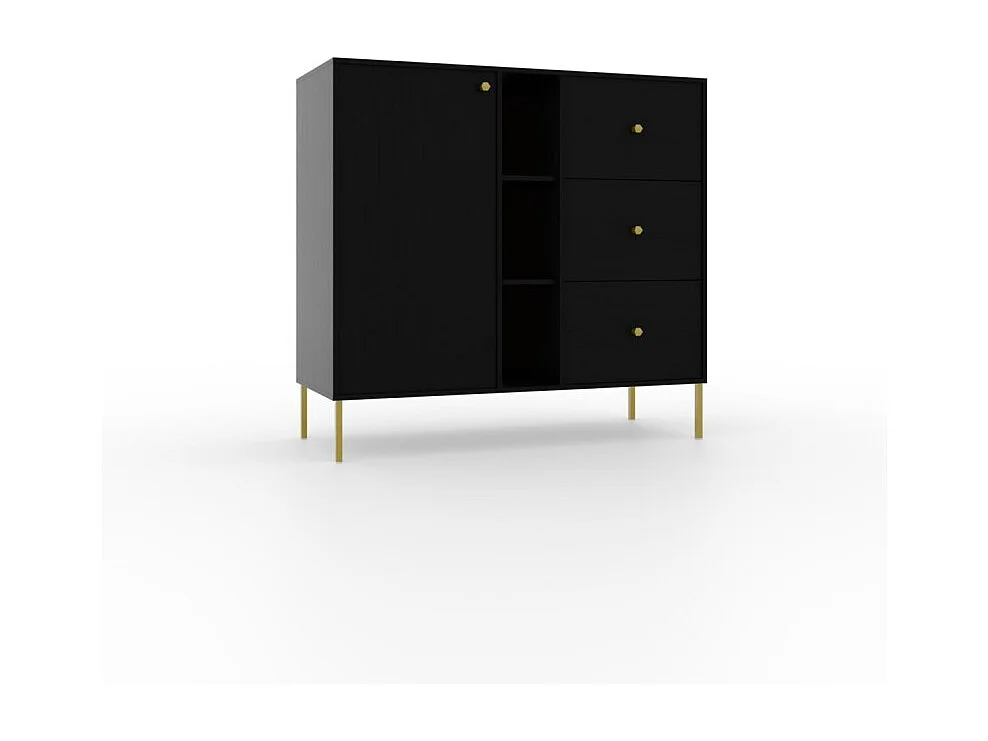 Sideboard Tuli Compact/Drehtüren/Schubladen/Möbelplatte/Noir