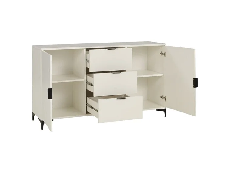 Sideboard Line IV/Drehtüren/Schubladen/Möbelplatte/Weiss