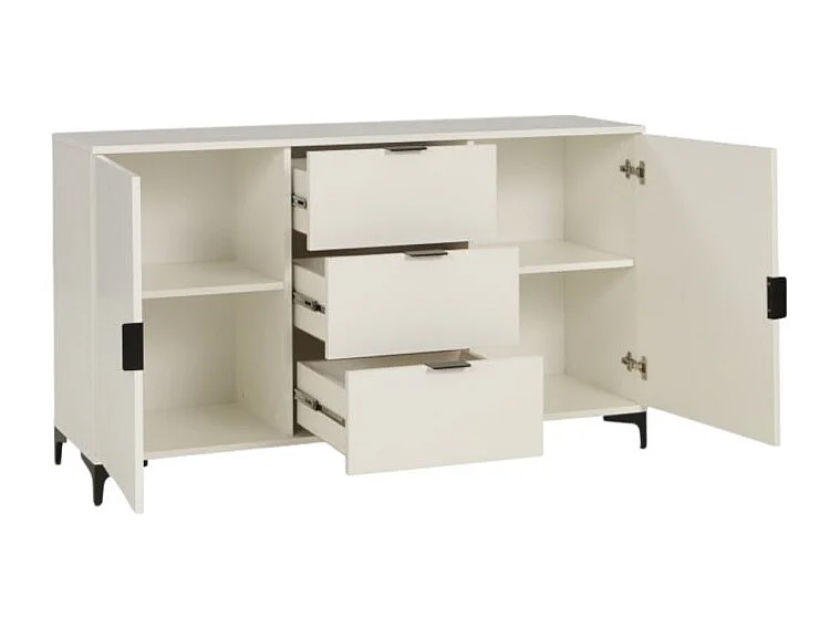 Sideboard Line IV/Drehtüren/Schubladen/Möbelplatte/Weiss