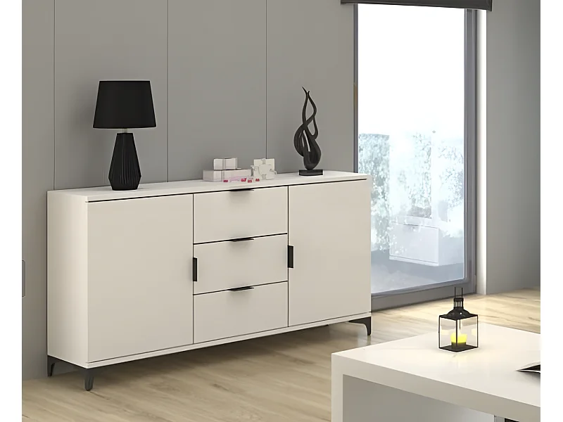 Credenza Linea IV/Ante a battente/Cassetti/Piano del mobile/Bianco