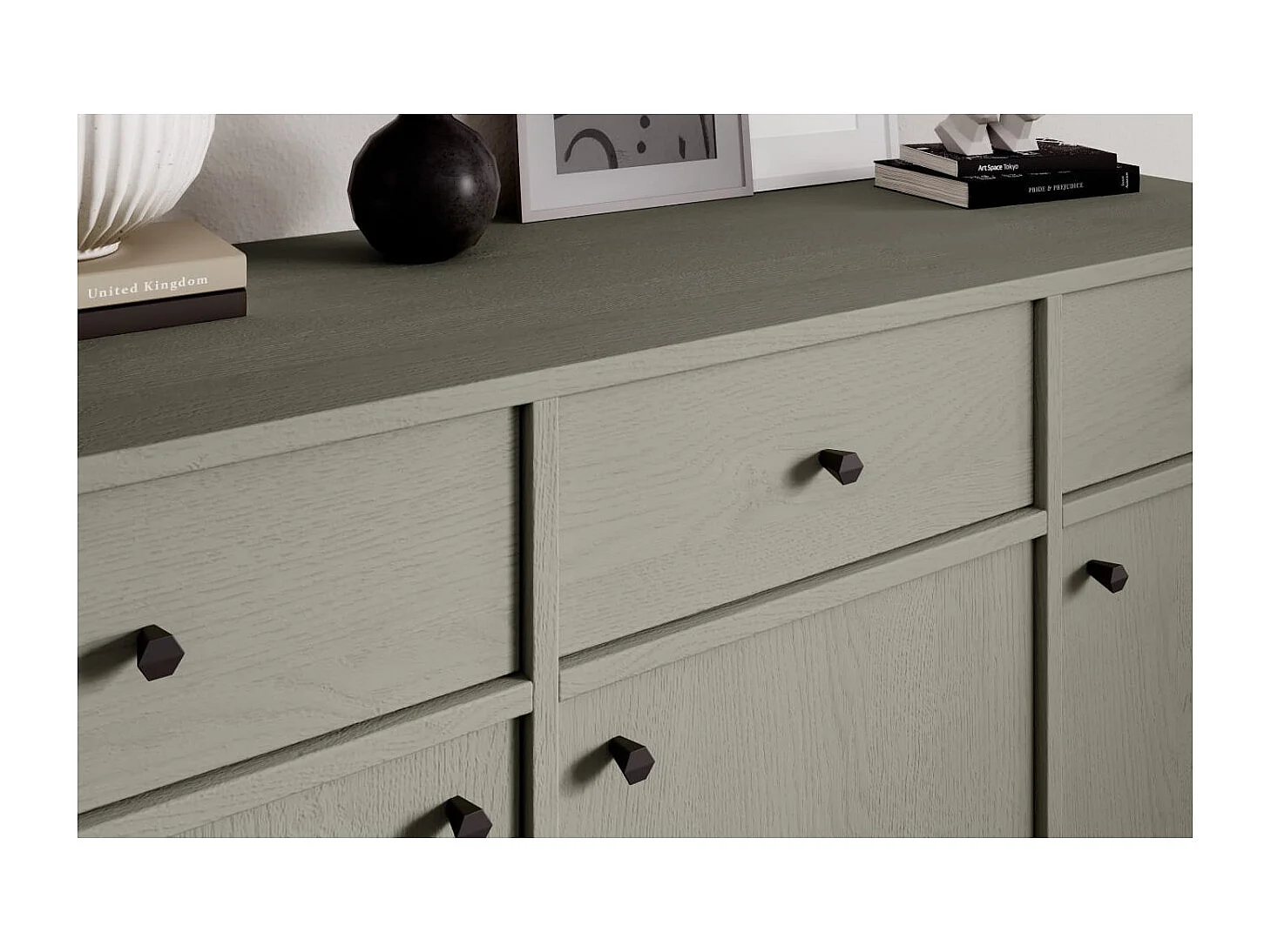Credenza Tuli Line/ante a battente/cassetti/piano del mobile/Verde