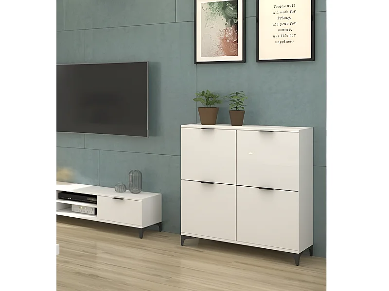 Buffet Ligne II/portes tournantes/plateau de meuble/Blanc