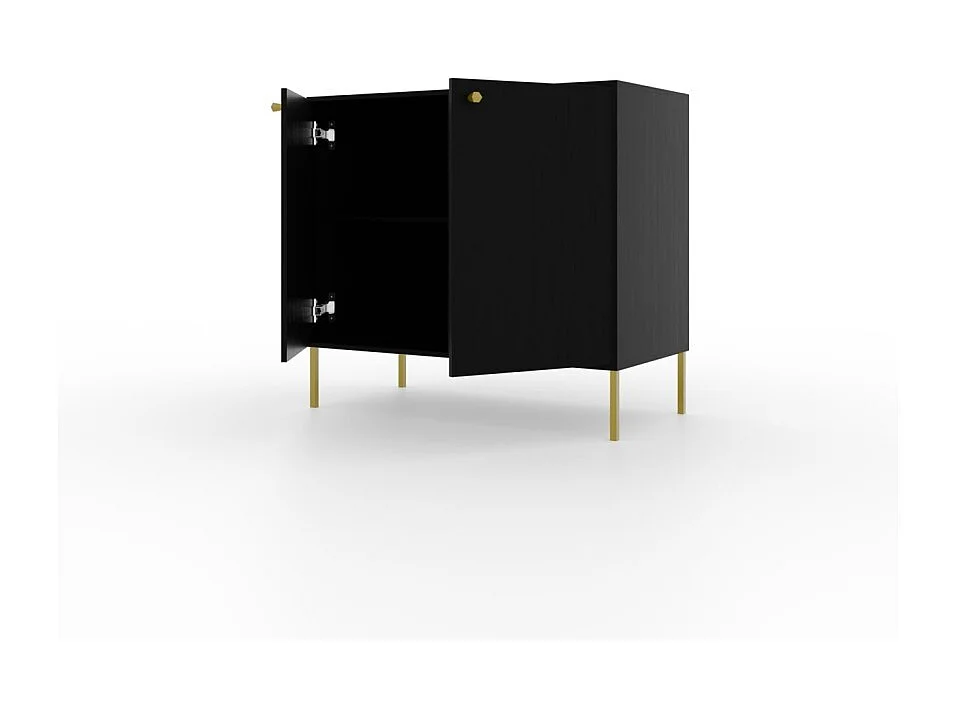 Credenza Tuli /ante girevoli/cassetti/piano del mobile/Nero