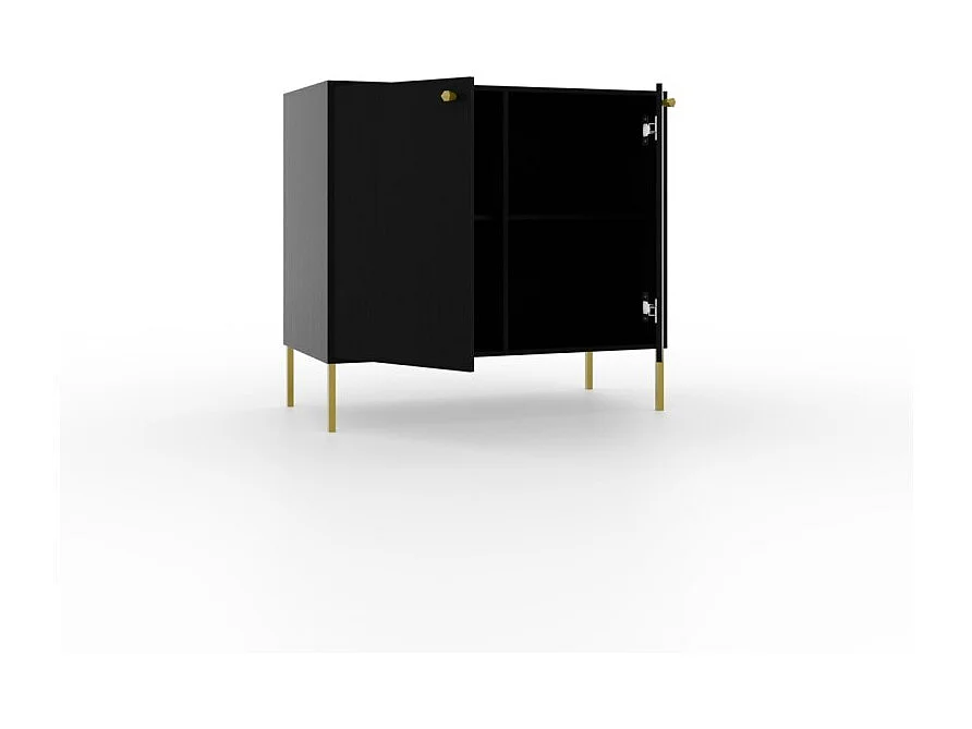 Credenza Tuli /ante girevoli/cassetti/piano del mobile/Nero