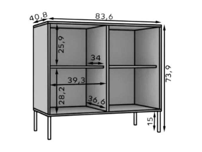 Credenza Tuli /ante girevoli/cassetti/piano del mobile/Nero