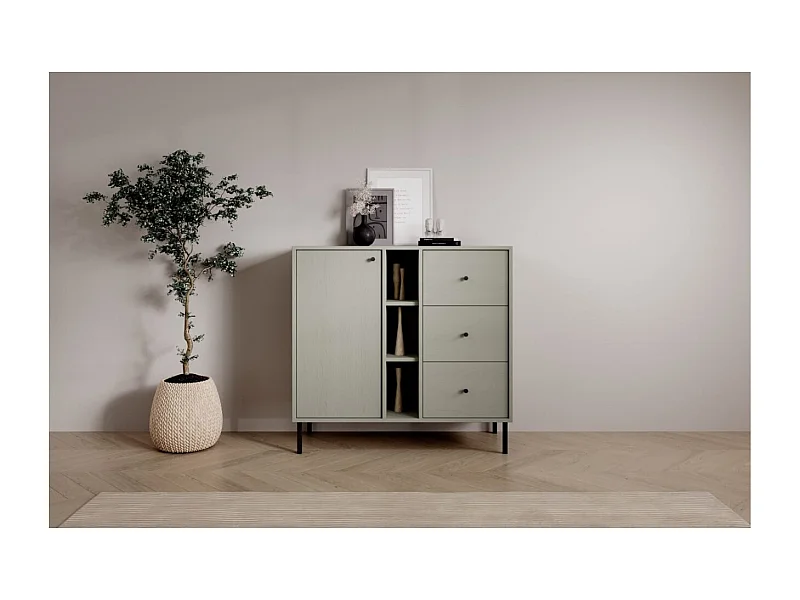 Credenza Tuli Compact/ante a battente/cassetti/piano del mobile/Verde